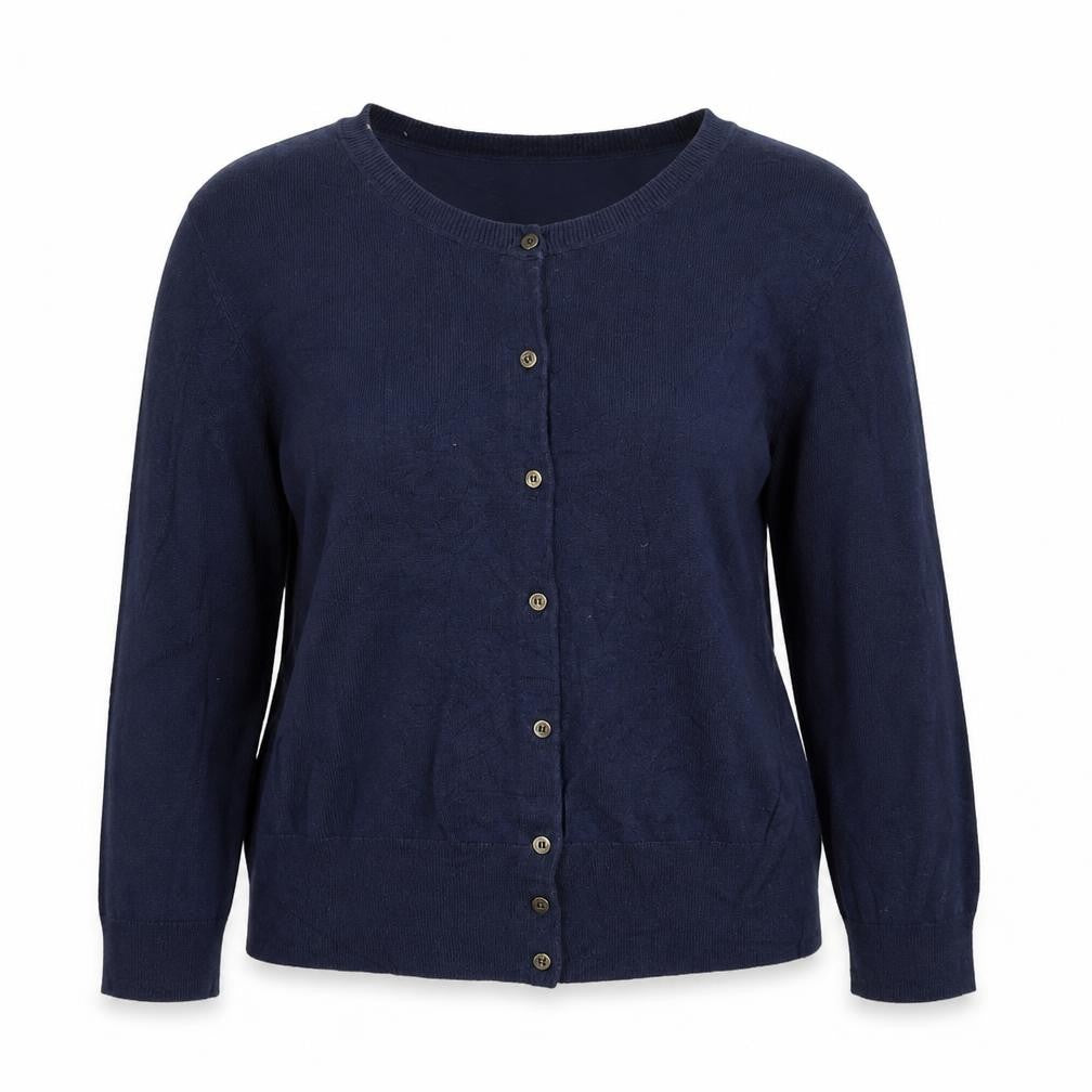 Monsoon Women Blue UK 16 Button Round Neck Cardigan Long Sleeve