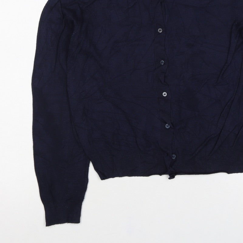Marks and Spencer Women Blue UK 12 Crew Neck Button Viscose Cardigan
