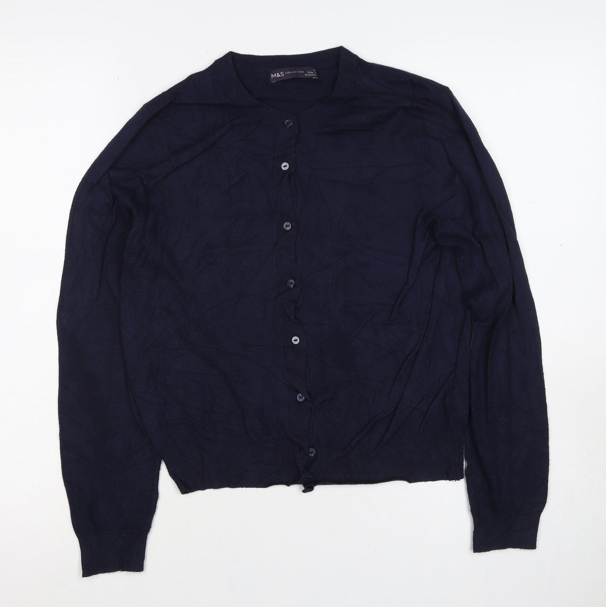 Marks and Spencer Women Blue UK 12 Crew Neck Button Viscose Cardigan