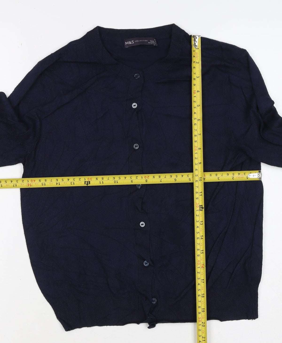 Marks and Spencer Women Blue UK 12 Crew Neck Button Viscose Cardigan
