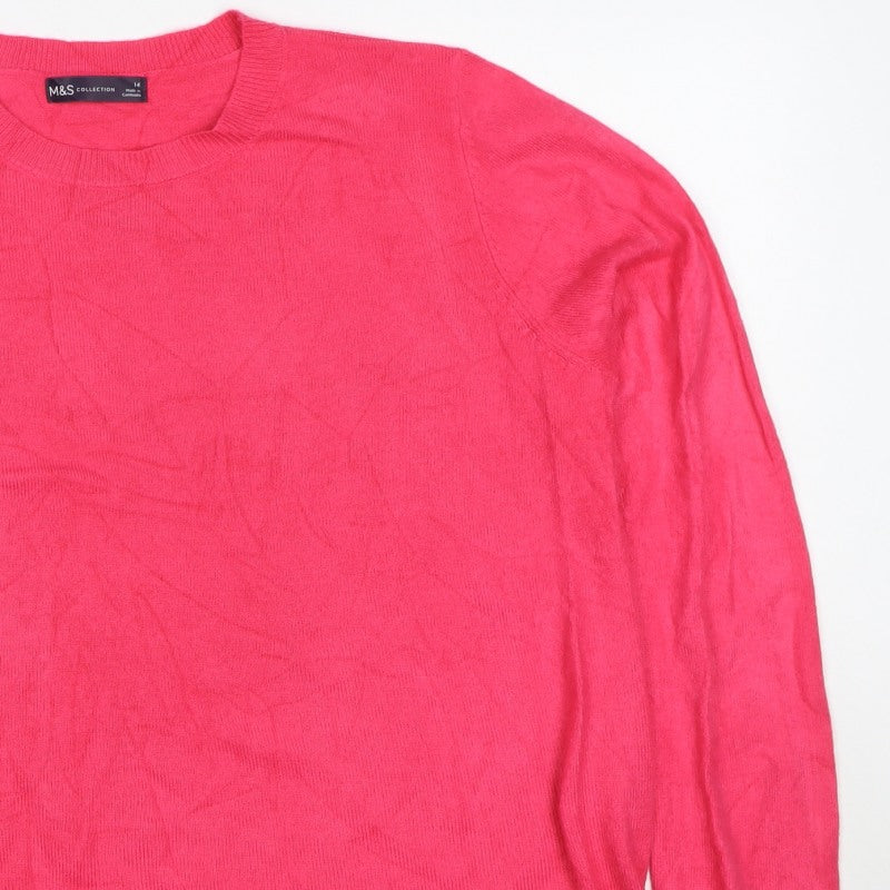 Marks and Spencer Women Pink Size 14 Crew Neck Knit Pullover Jumper