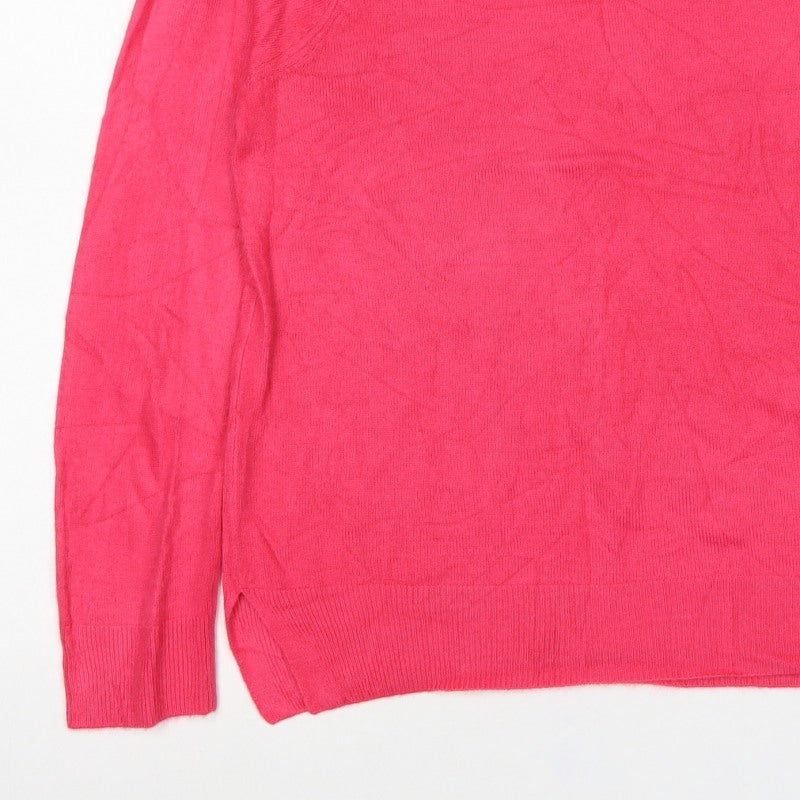 Marks and Spencer Women Pink Size 14 Crew Neck Knit Pullover Jumper