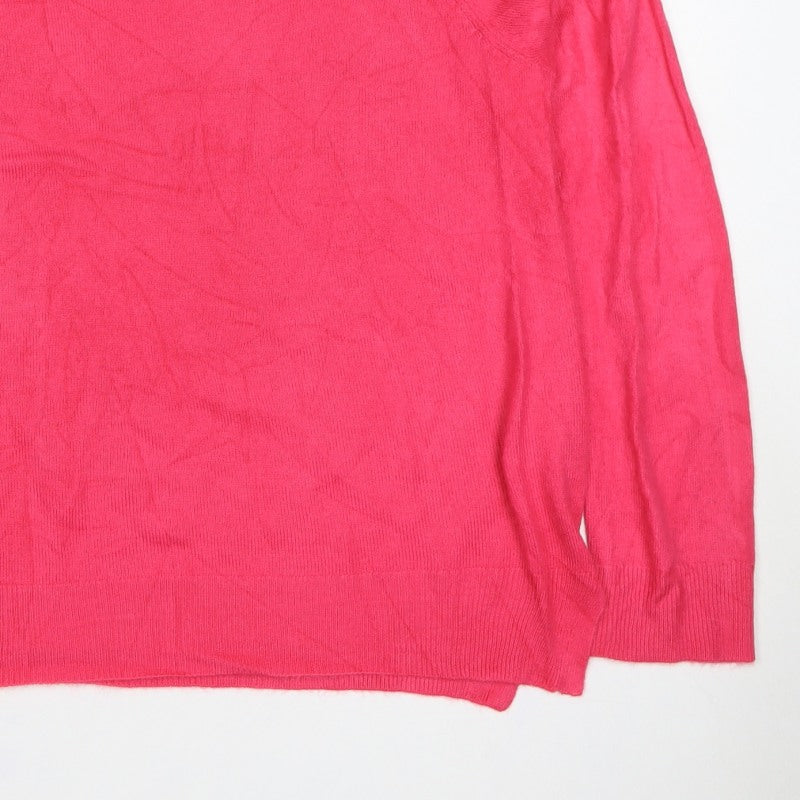 Marks and Spencer Women Pink Size 14 Crew Neck Knit Pullover Jumper