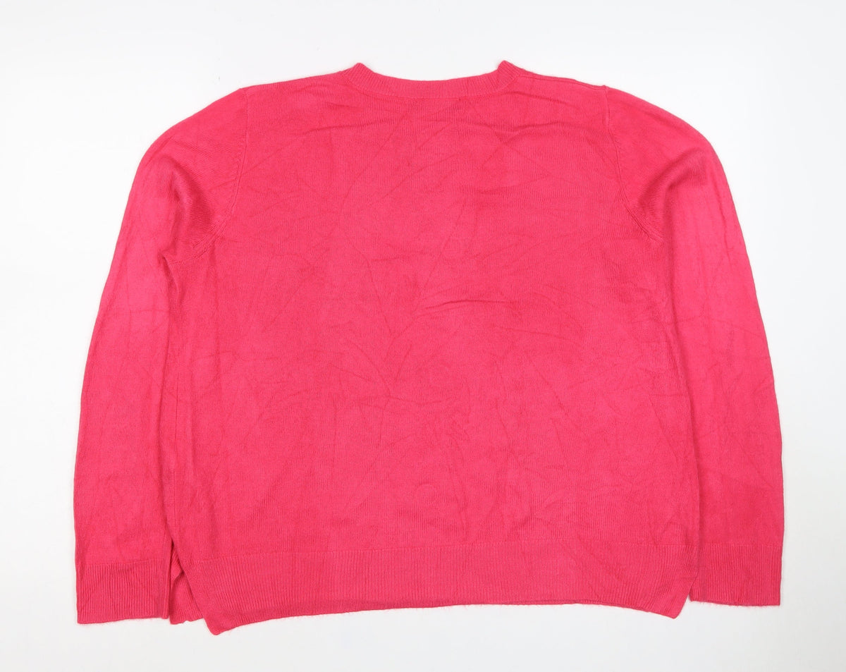 Marks and Spencer Women Pink Size 14 Crew Neck Knit Pullover Jumper