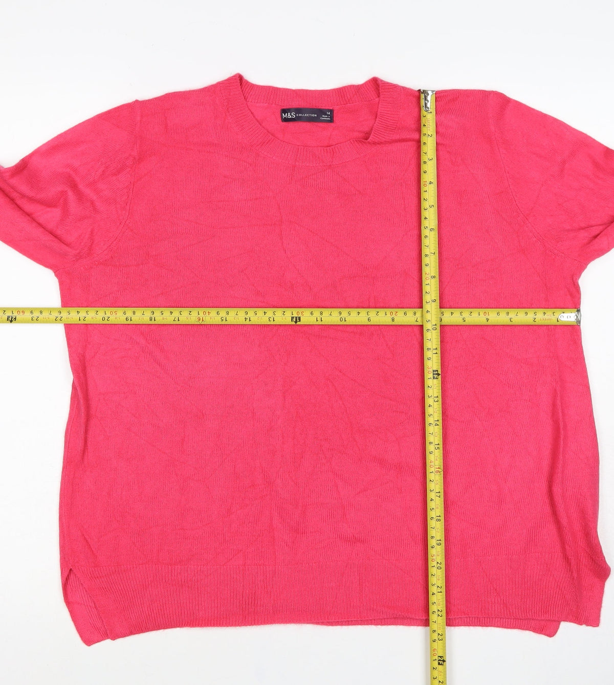 Marks and Spencer Women Pink Size 14 Crew Neck Knit Pullover Jumper