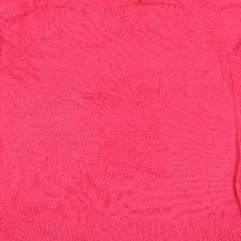 Marks and Spencer Women Pink Size 14 Crew Neck Knit Pullover Jumper