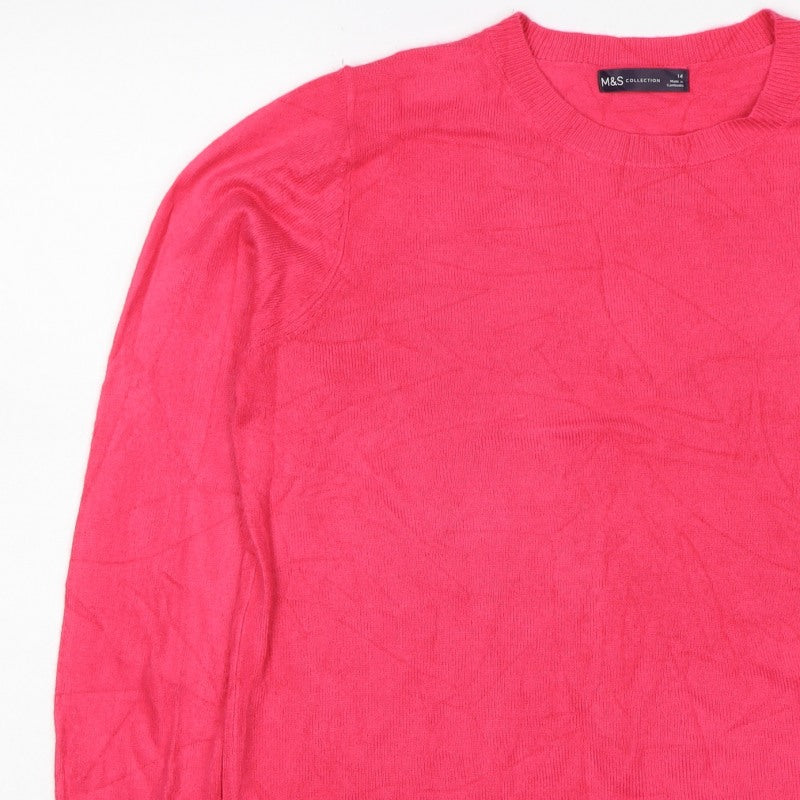 Marks and Spencer Women Pink Size 14 Crew Neck Knit Pullover Jumper