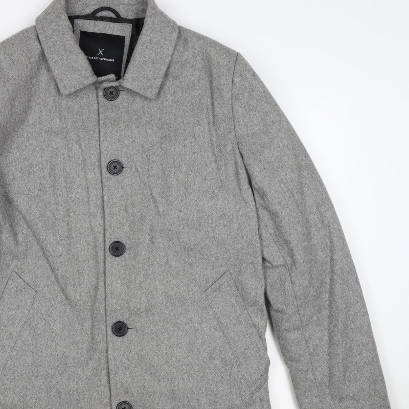 Clean Cut Copenhagen Unisex Grey M Wool Blend Button Overcoat
