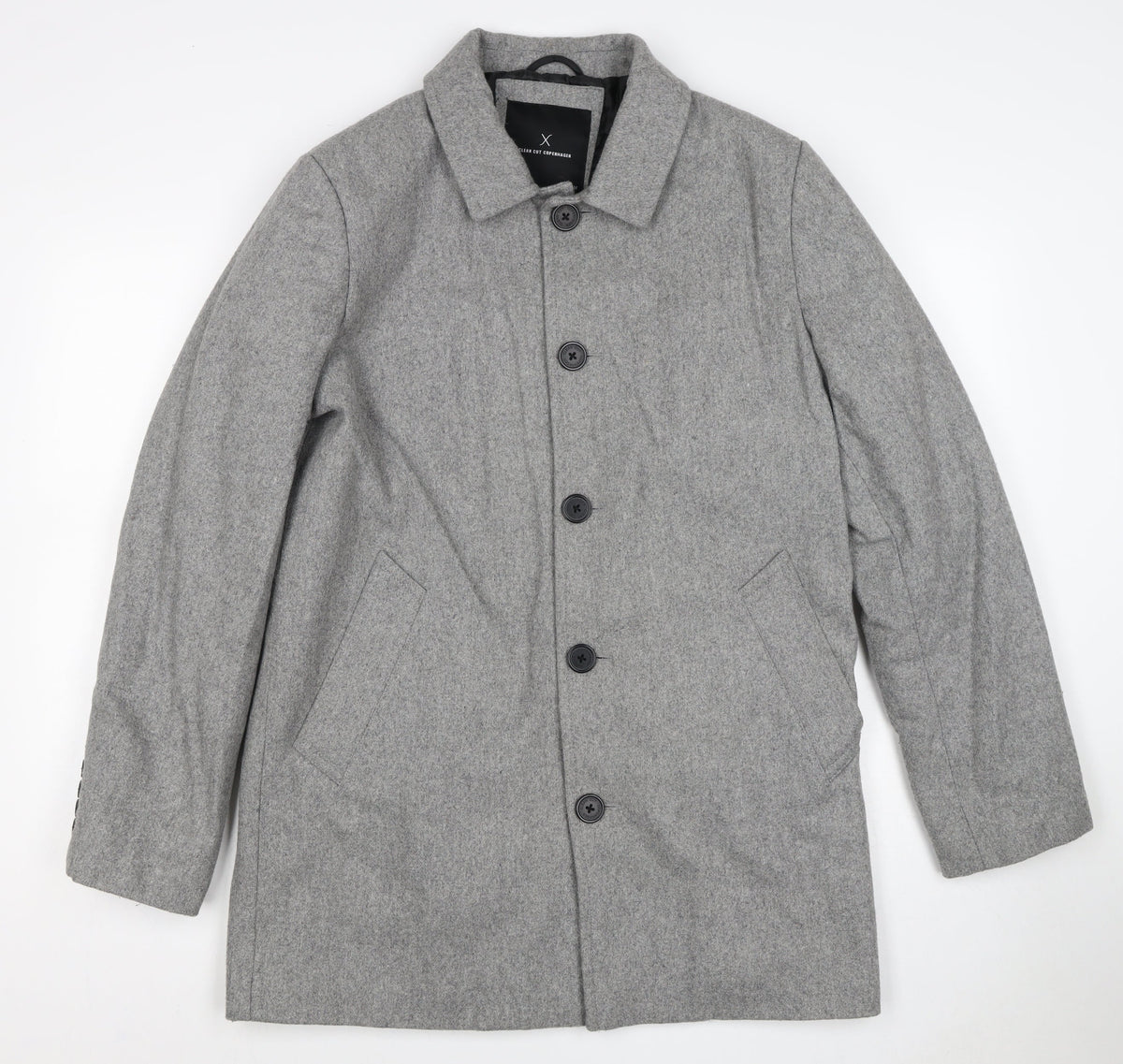 Clean Cut Copenhagen Unisex Grey M Wool Blend Button Overcoat