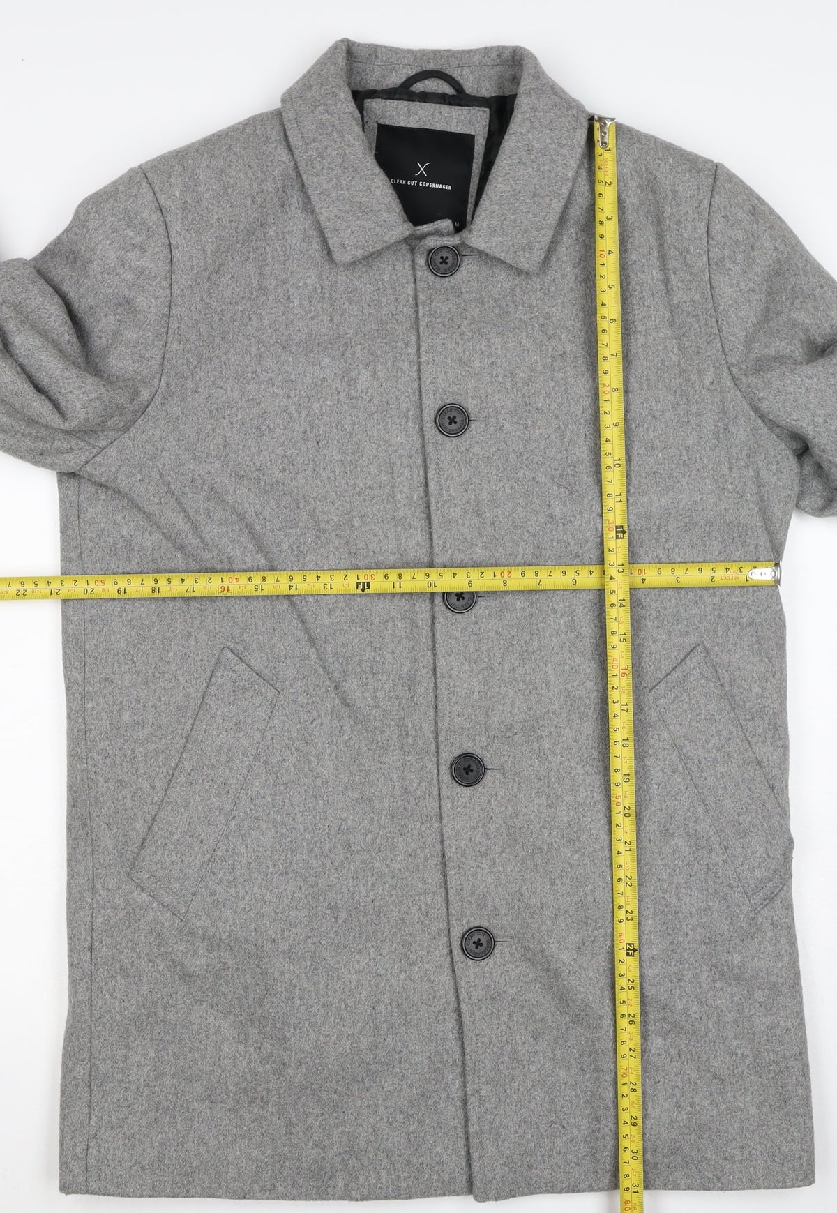 Clean Cut Copenhagen Unisex Grey M Wool Blend Button Overcoat