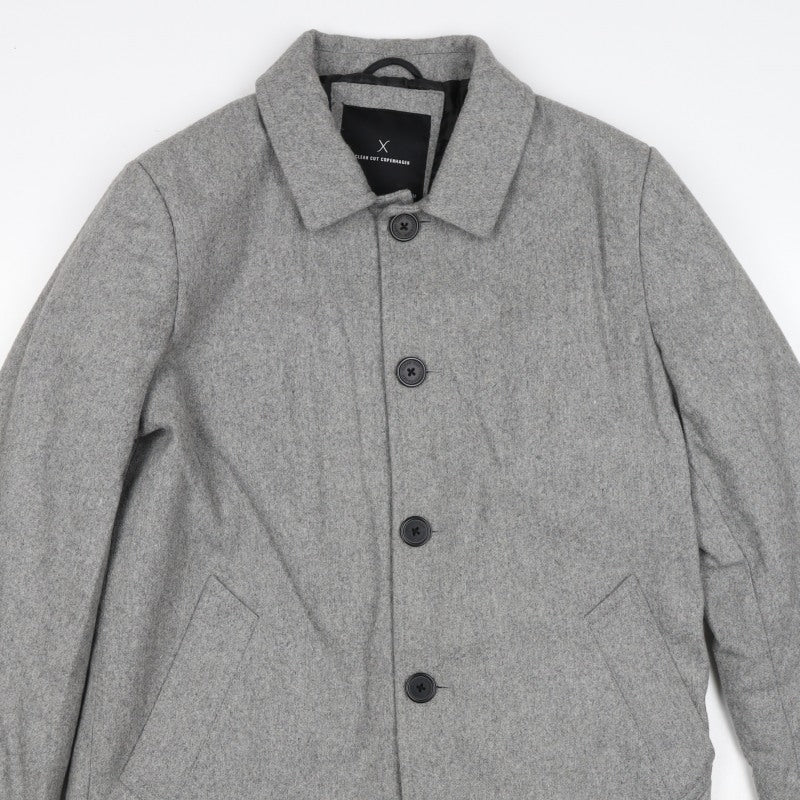 Clean Cut Copenhagen Unisex Grey M Wool Blend Button Overcoat