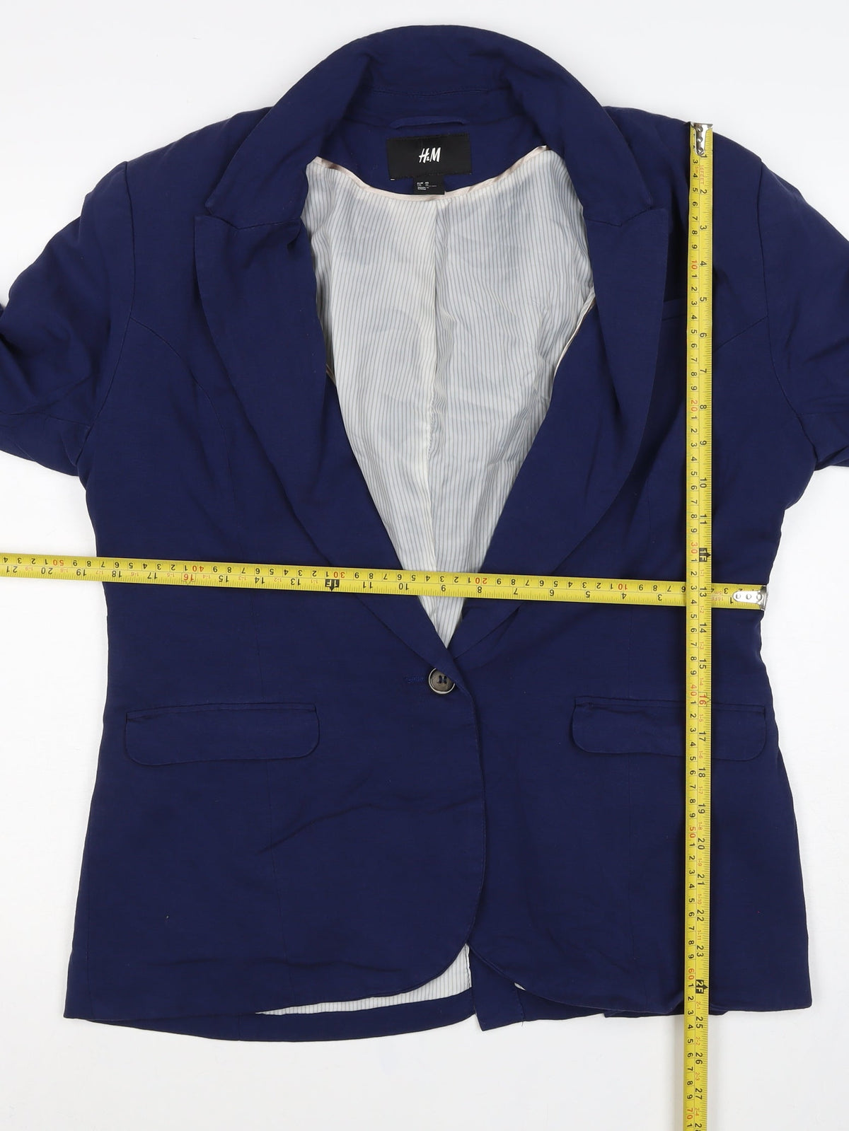 H&M Women’s Blue UK 18 Tailored One Button Lined Blazer Jacket