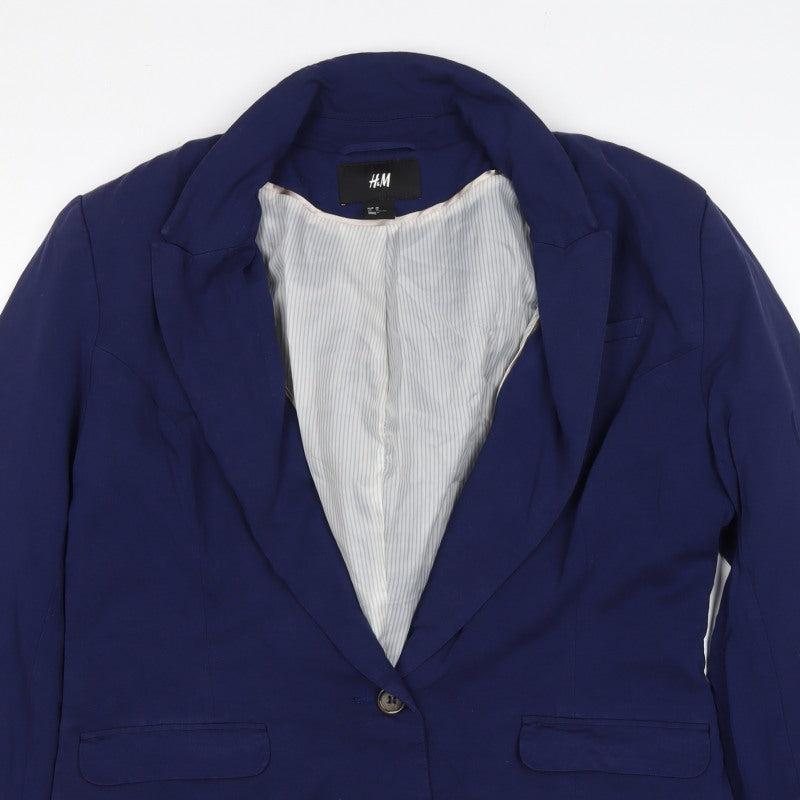 H&M Women’s Blue UK 18 Tailored One Button Lined Blazer Jacket