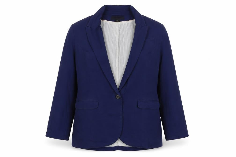 H&M Women’s Blue UK 18 Tailored One Button Lined Blazer Jacket