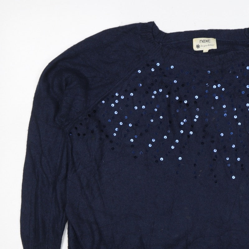 Next Women’s Navy Blue Size 20 Sequin Crew Neck Knit Jumper