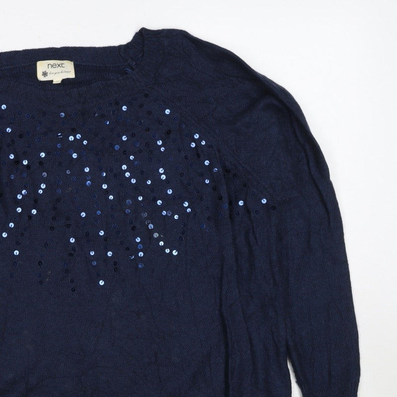 Next Women’s Navy Blue Size 20 Sequin Crew Neck Knit Jumper