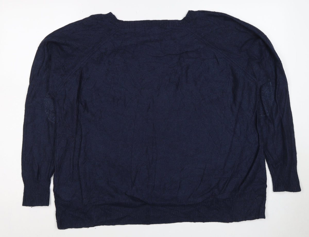 Next Women’s Navy Blue Size 20 Sequin Crew Neck Knit Jumper