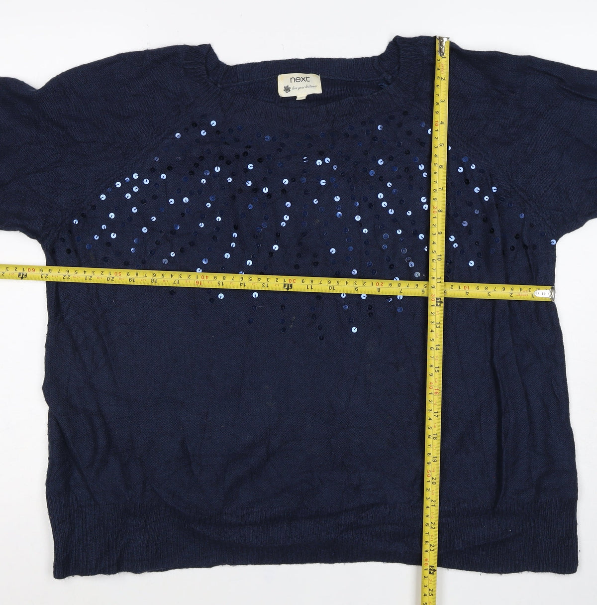 Next Women’s Navy Blue Size 20 Sequin Crew Neck Knit Jumper