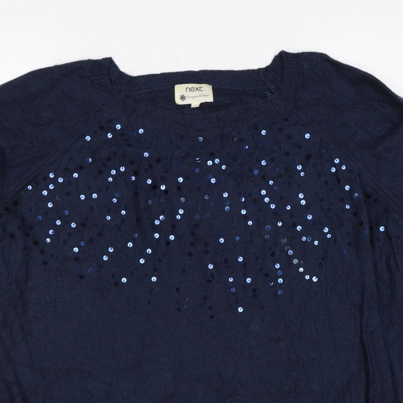 Next Women’s Navy Blue Size 20 Sequin Crew Neck Knit Jumper