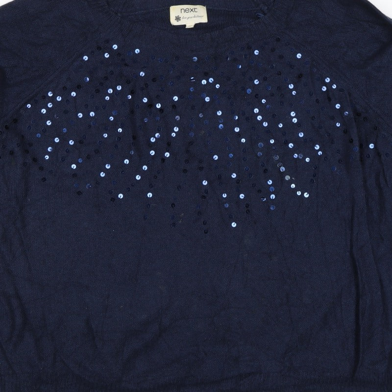 Next Women’s Navy Blue Size 20 Sequin Crew Neck Knit Jumper