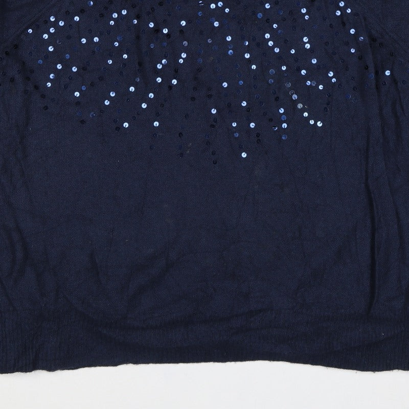 Next Women’s Navy Blue Size 20 Sequin Crew Neck Knit Jumper