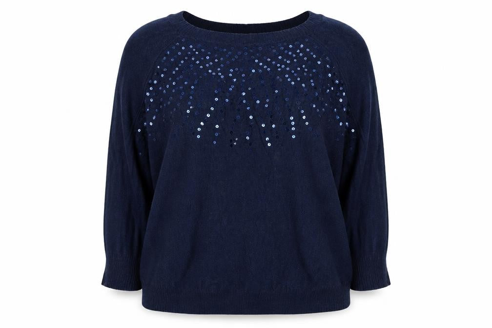 Next Women’s Navy Blue Size 20 Sequin Crew Neck Knit Jumper