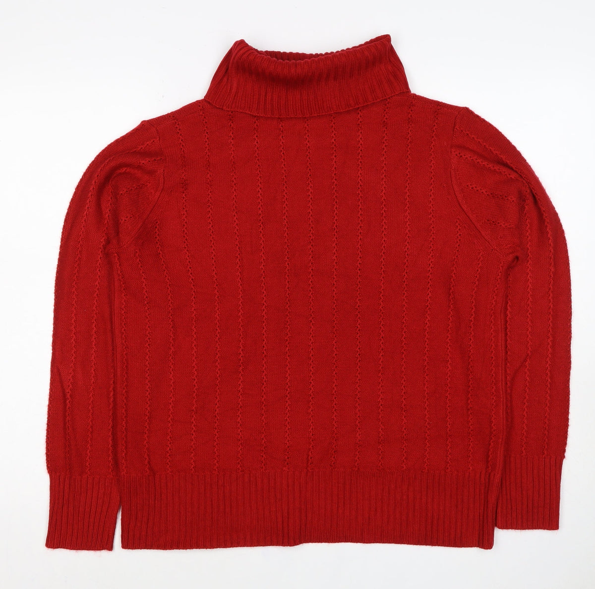 Essence Women Red UK 16 Roll Neck Textured Knit Pullover Jumper