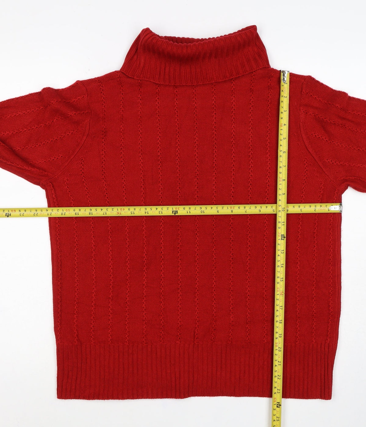 Essence Women Red UK 16 Roll Neck Textured Knit Pullover Jumper