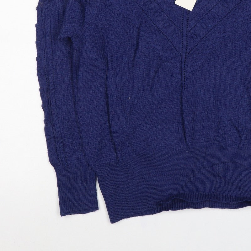 Per Una Women’s Blue UK 14 Alpaca Blend Cable Knit Pullover Jumper