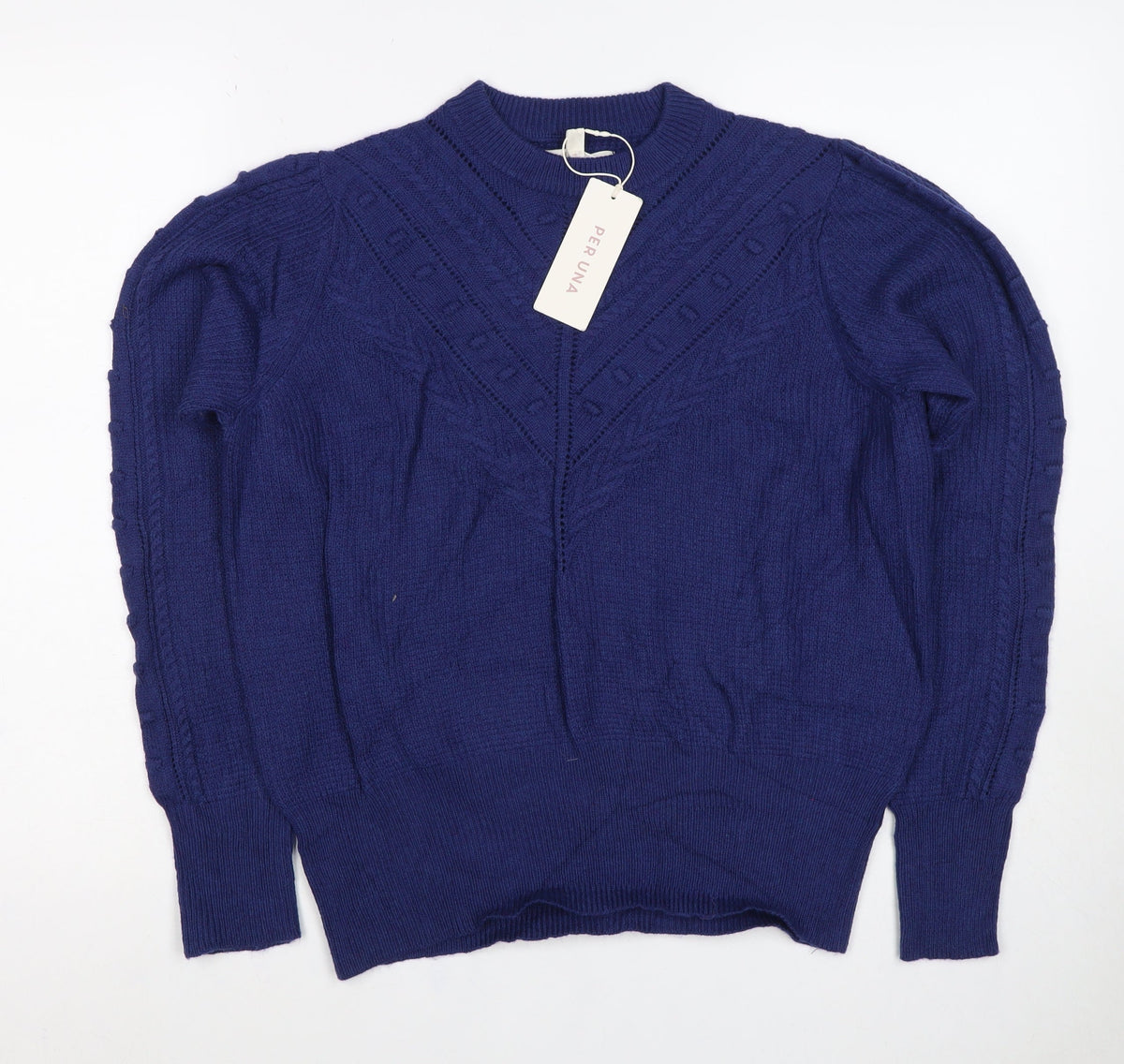 Per Una Women’s Blue UK 14 Alpaca Blend Cable Knit Pullover Jumper