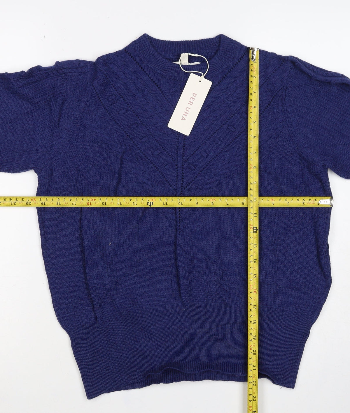 Per Una Women’s Blue UK 14 Alpaca Blend Cable Knit Pullover Jumper