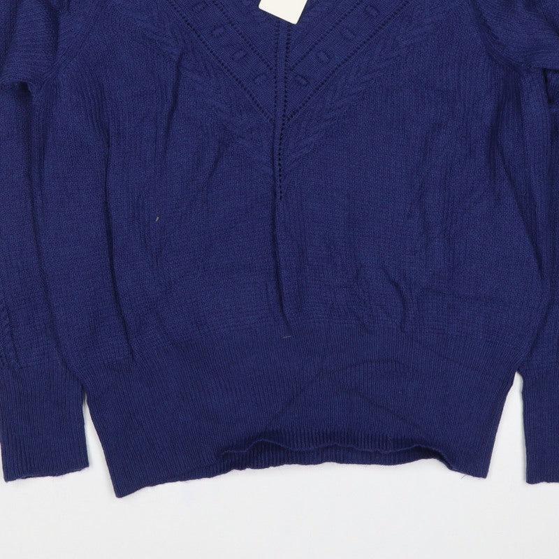 Per Una Women’s Blue UK 14 Alpaca Blend Cable Knit Pullover Jumper
