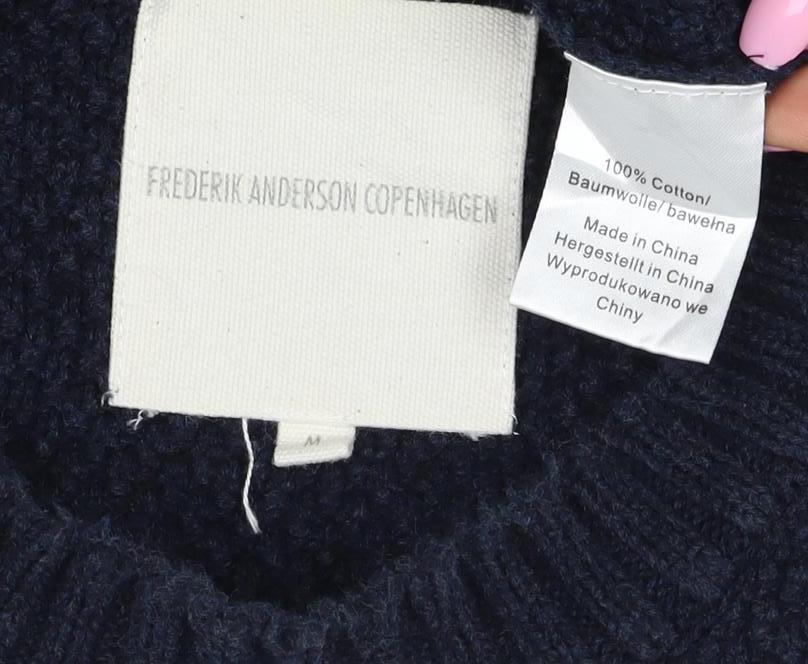 Frederik Andersen Copenhagen Women Blue M Cotton Bamboo Knit Jumper