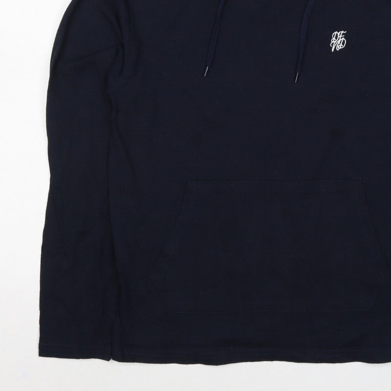 Defend Men’s Blue M Pullover Hoodie Logo Cotton Kangaroo Pocket