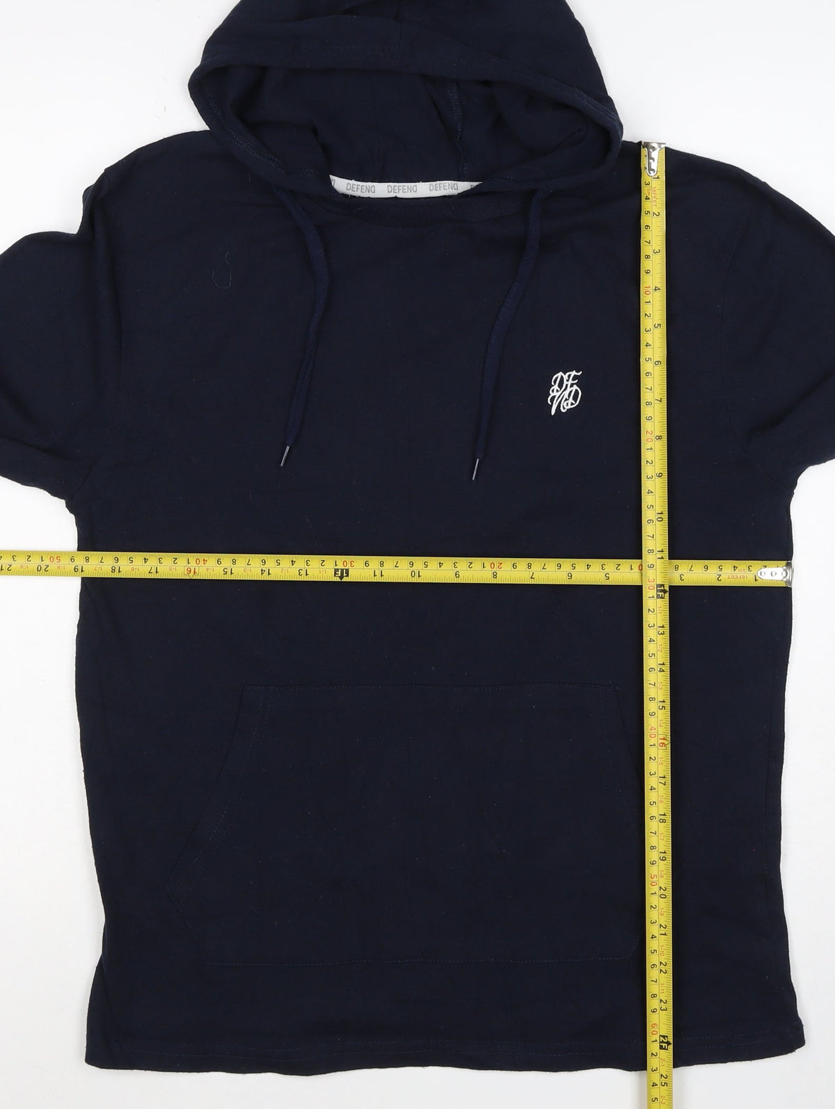 Defend Men’s Blue M Pullover Hoodie Logo Cotton Kangaroo Pocket
