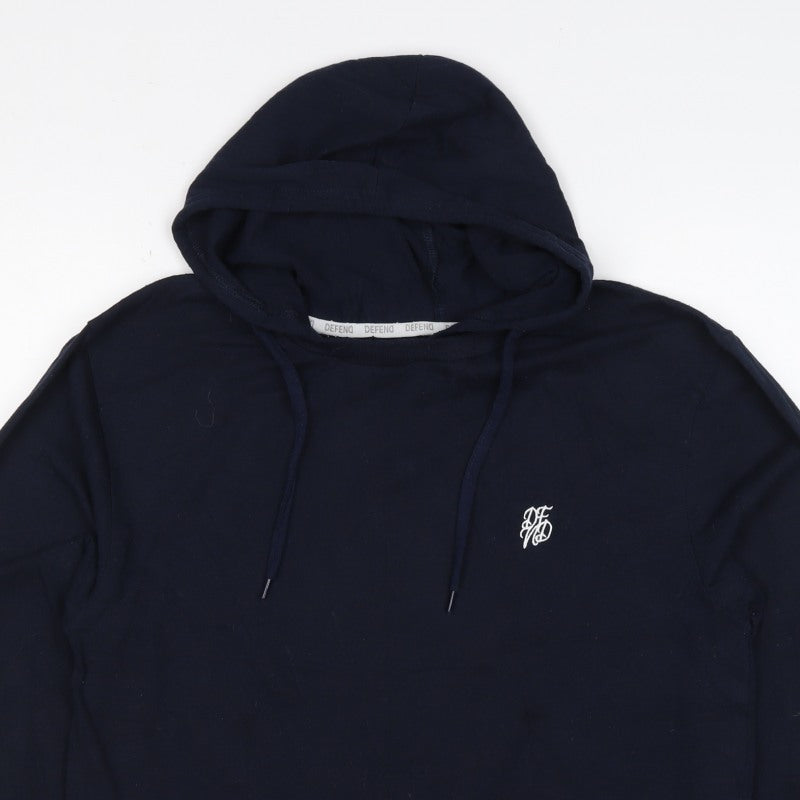 Defend Men’s Blue M Pullover Hoodie Logo Cotton Kangaroo Pocket