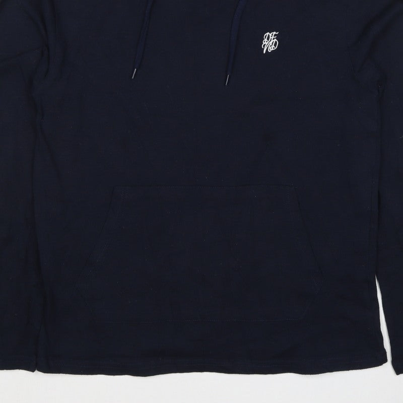 Defend Men’s Blue M Pullover Hoodie Logo Cotton Kangaroo Pocket