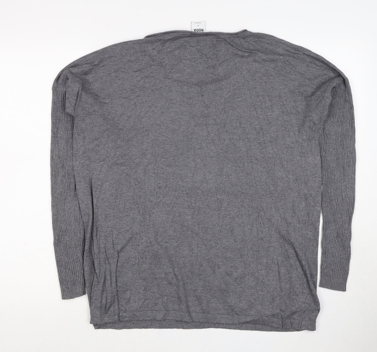 Vero Moda Women Grey M Scoop Neck Long Sleeve Knit Pullover Jumper