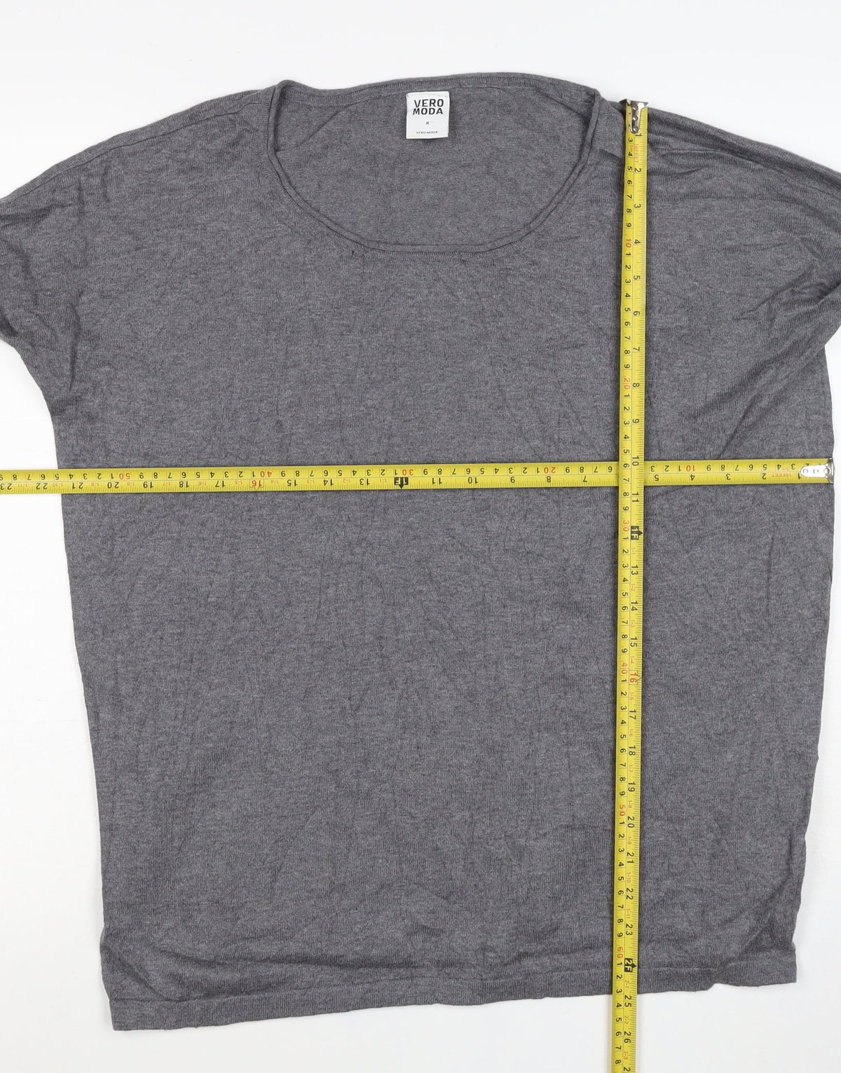 Vero Moda Women Grey M Scoop Neck Long Sleeve Knit Pullover Jumper