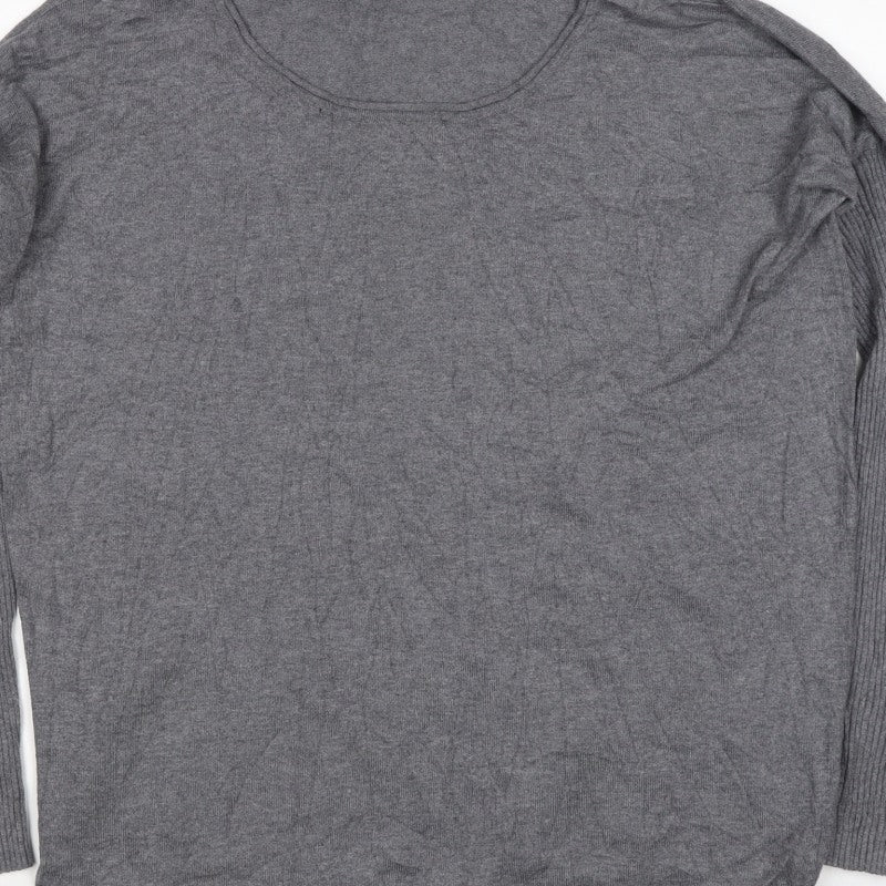 Vero Moda Women Grey M Scoop Neck Long Sleeve Knit Pullover Jumper