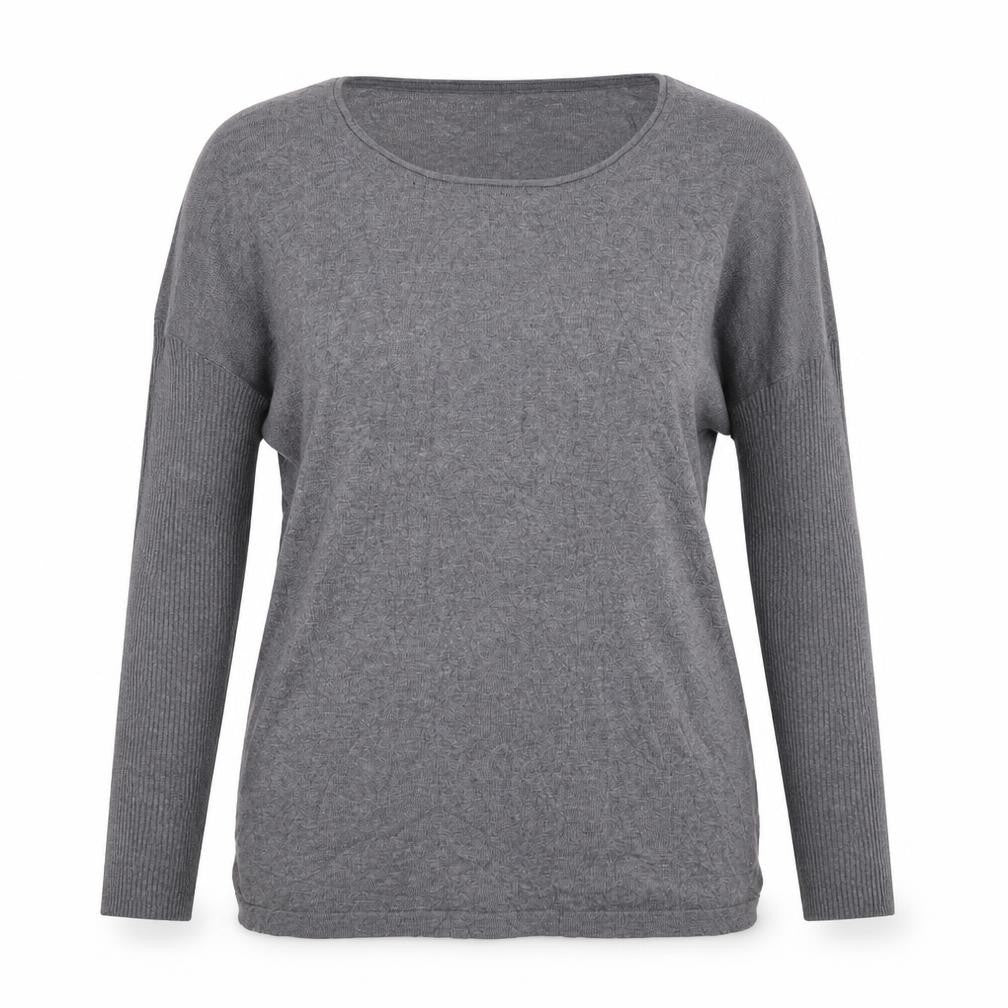 Vero Moda Women Grey M Scoop Neck Long Sleeve Knit Pullover Jumper