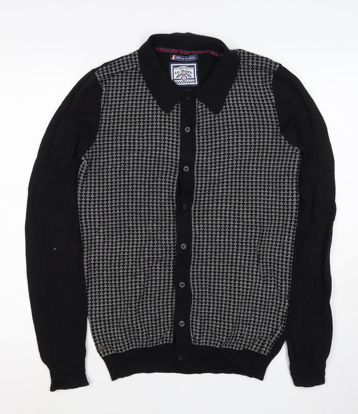 Le Shark Men’s Black Logo Knit Collared Button Cardigan Size S