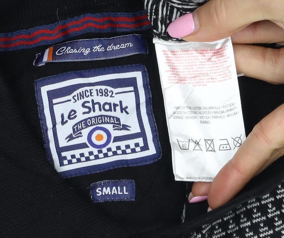 Le Shark Men’s Black Logo Knit Collared Button Cardigan Size S