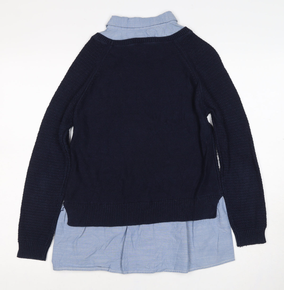 Dorothy Perkins Women Blue Size 12 Layered Shirt Crew Neck Jumper