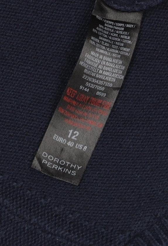Dorothy Perkins Women Blue Size 12 Layered Shirt Crew Neck Jumper