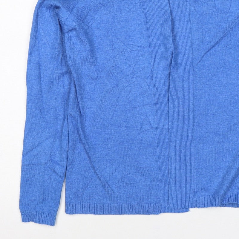 M&Co Women Blue Size 8 Open Cardigan Long Sleeve Rib Knit