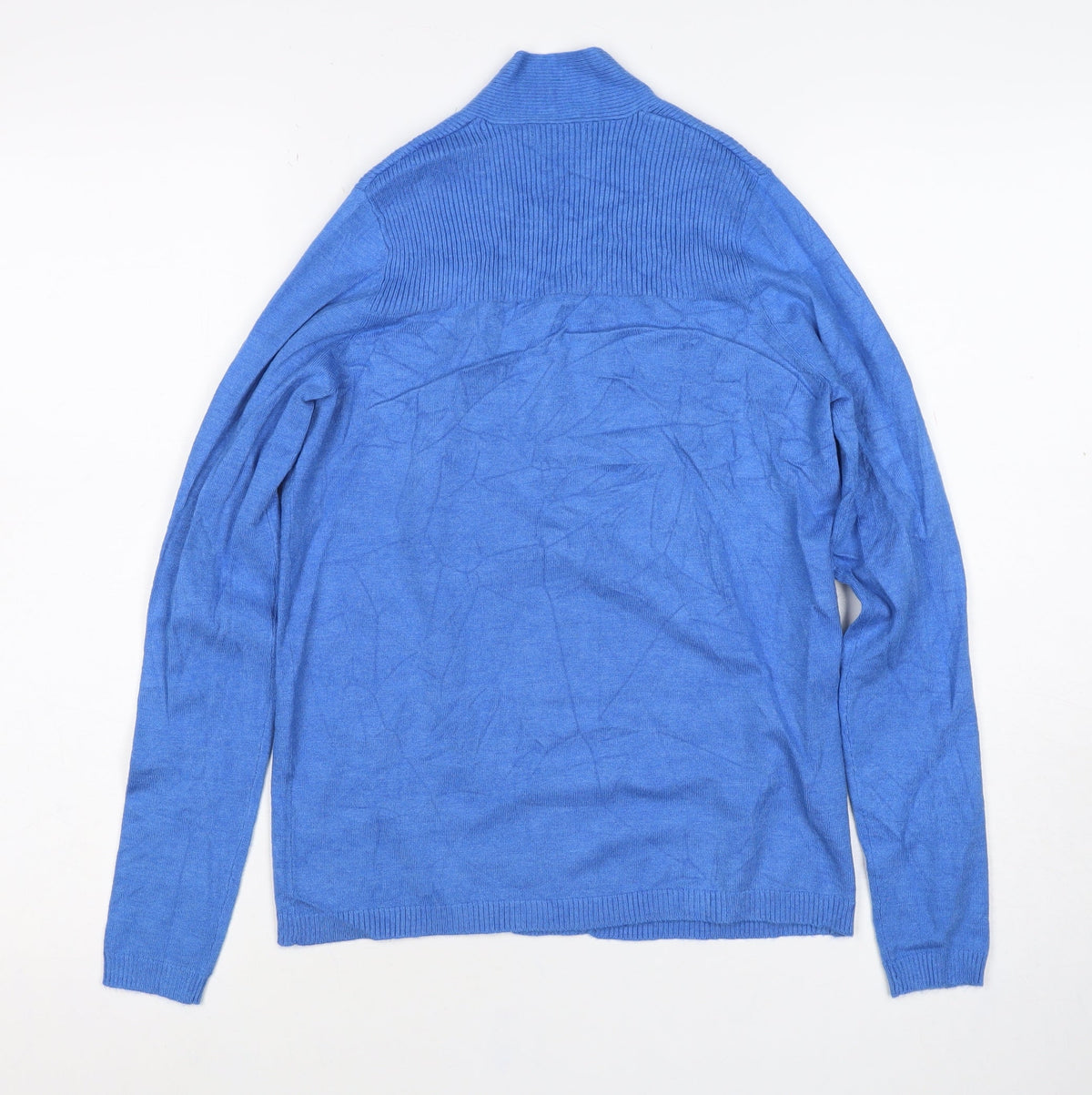 M&Co Women Blue Size 8 Open Cardigan Long Sleeve Rib Knit