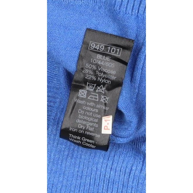 M&Co Women Blue Size 8 Open Cardigan Long Sleeve Rib Knit
