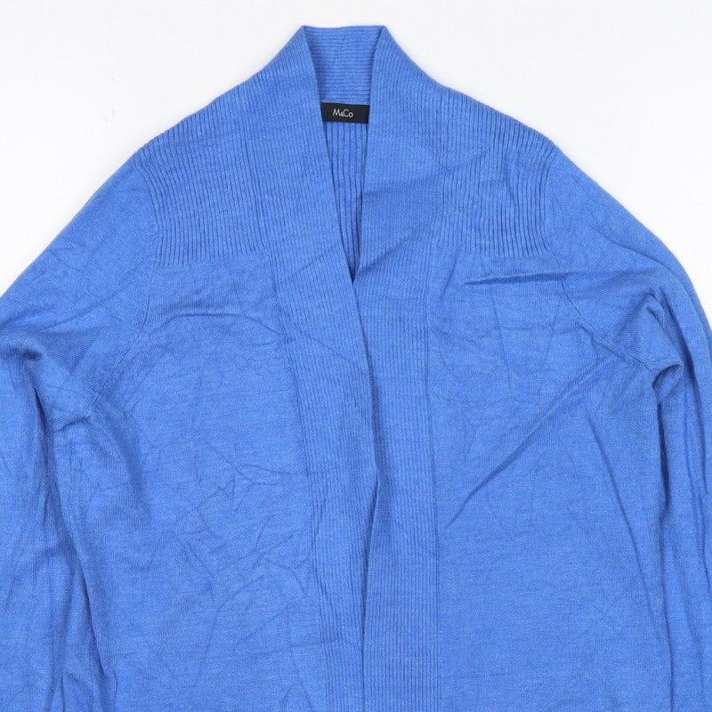 M&Co Women Blue Size 8 Open Cardigan Long Sleeve Rib Knit