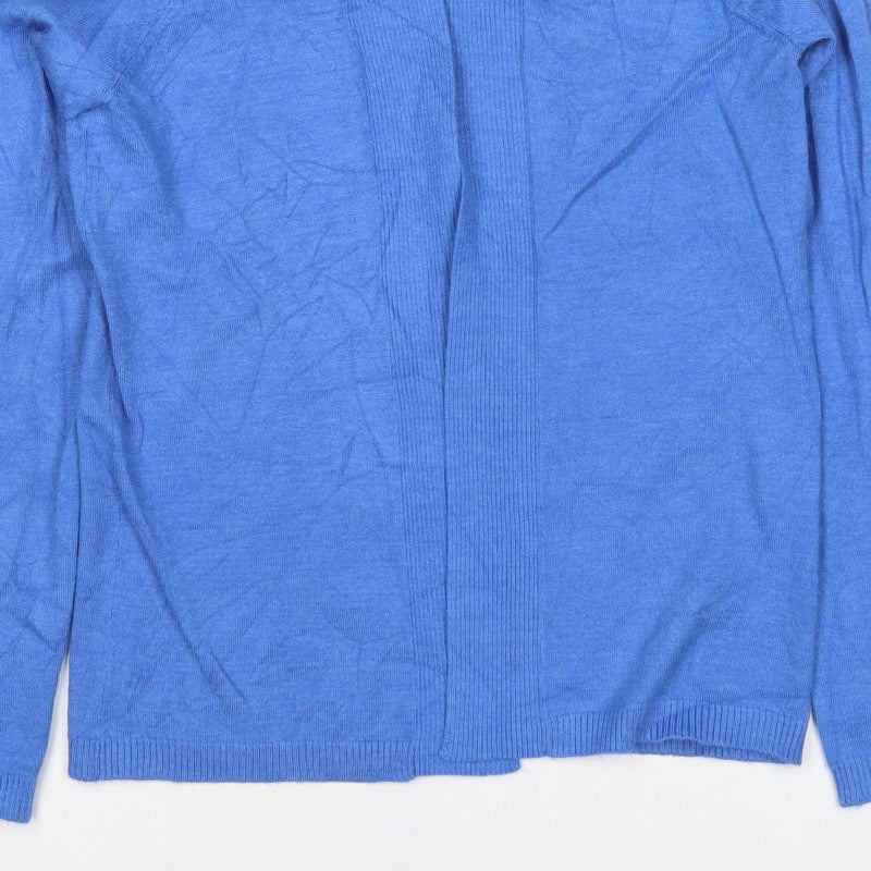 M&Co Women Blue Size 8 Open Cardigan Long Sleeve Rib Knit